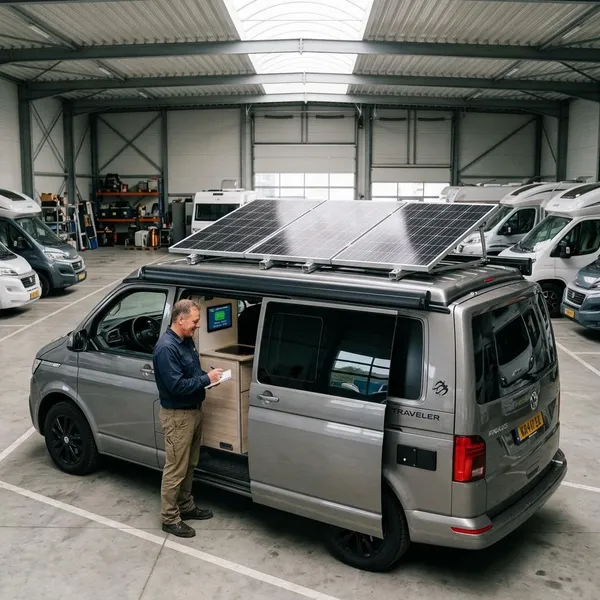 camper zonnepaneel stalling